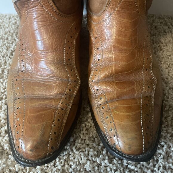 Vtg Laredo Brown Nico Leather Western Style Boots Men\'s Size 10EE Distressed USA main image 12